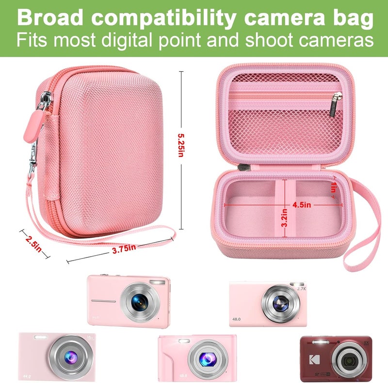 ALKOO Digital Camera Case Compatible with VAHOIALD FHD 1080P/ for CAMKORY Digital Point and Shoot/for KODAK PIXPRO FZ45-BK 16MP Vlogging/for IWEUKJLO/for Nsoela, Holder for SD Card More- Pink (Box Only) - Image 3